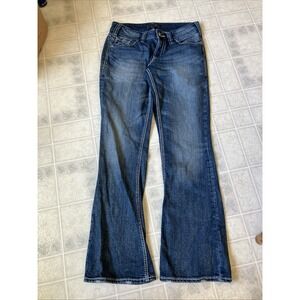 Silver Jeans Co Suki Surplus Back‎ Flap White Heavy Stitch Blue Jeans 29 32 Boot